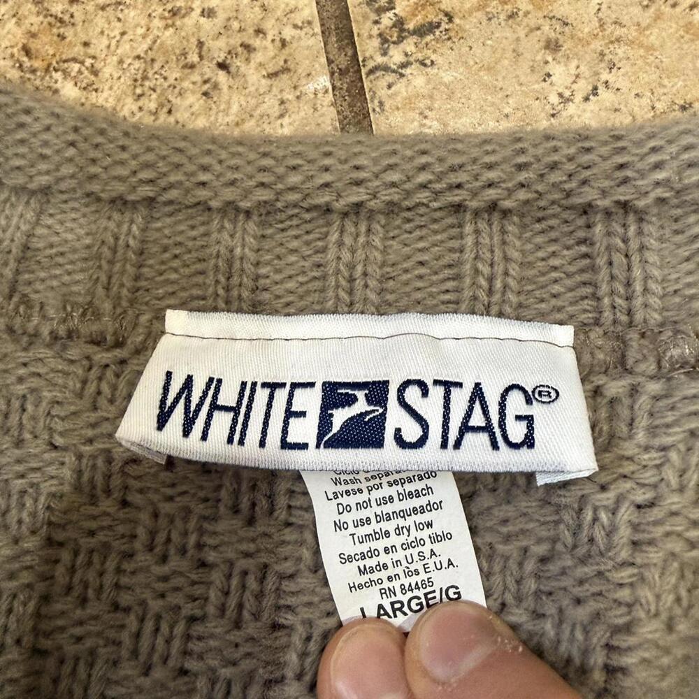Vintage White Stag 100% acrylic cable knit cardigan - Picture 6 of 6